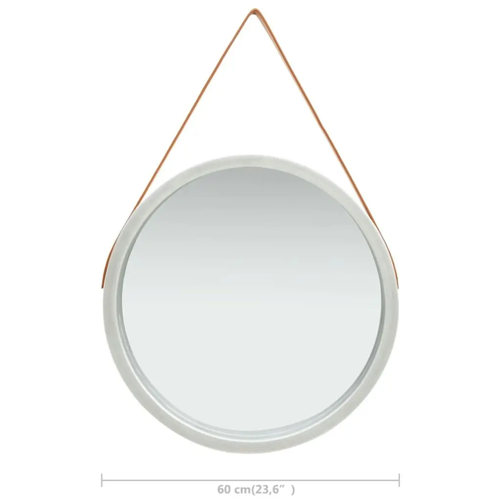 Wall Mirror with Strap 60 cm Silver 320370