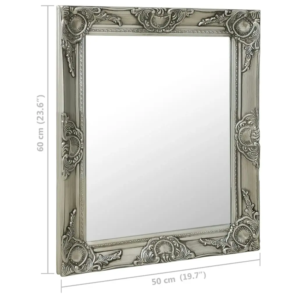 Wall Mirror Baroque Style 50x60 cm Silver 320318