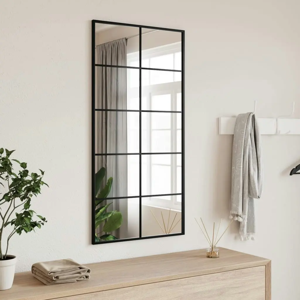 Wall Mirror Black 50x100 cm Rectangle Iron 358649