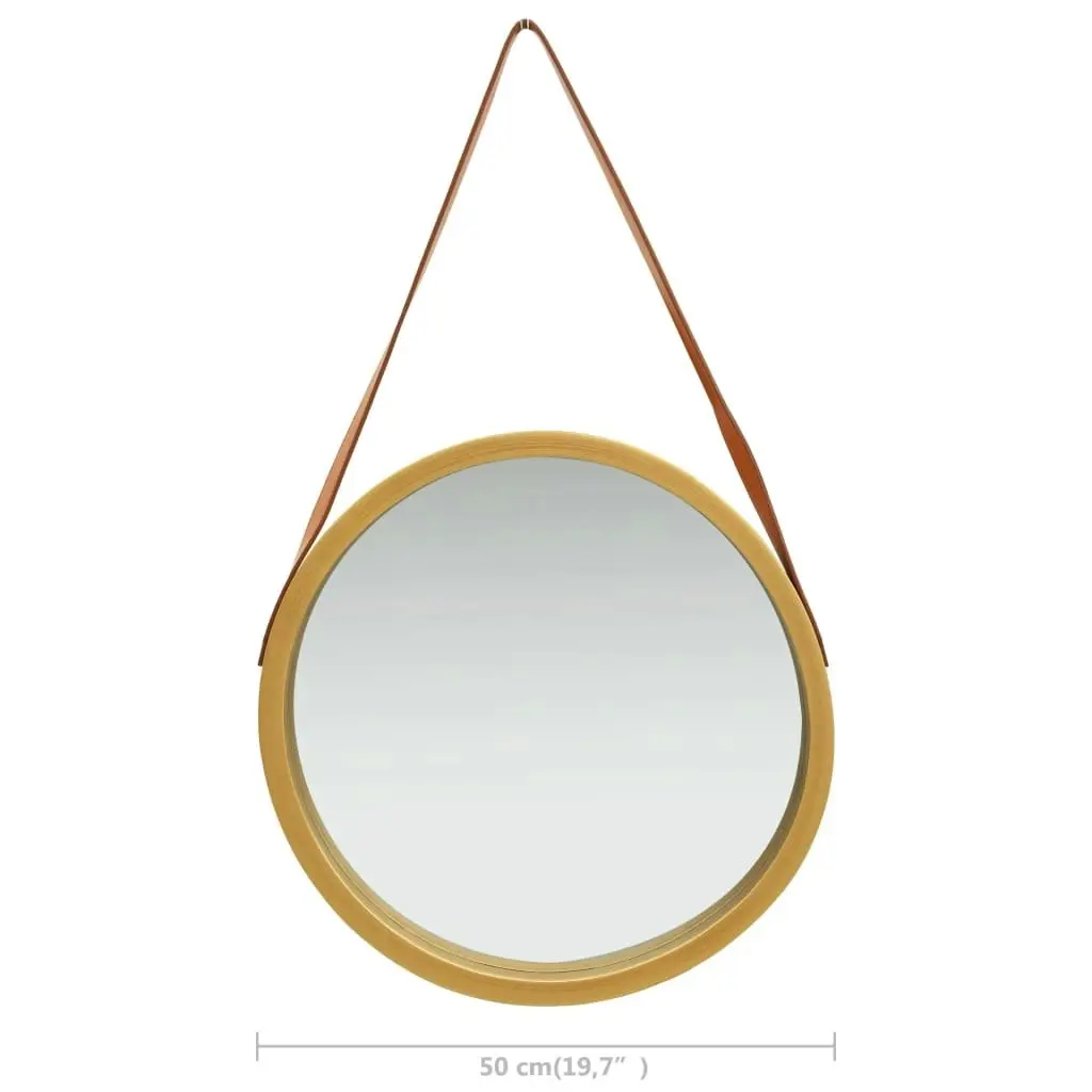 Wall Mirror with Strap 50 cm Gold 320365