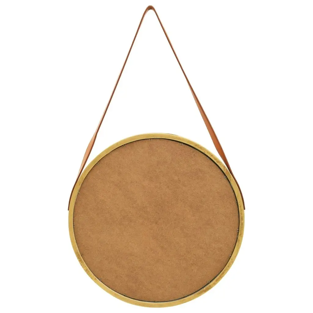 Wall Mirror with Strap 50 cm Gold 320365