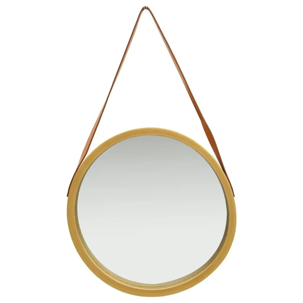 Wall Mirror with Strap 50 cm Gold 320365