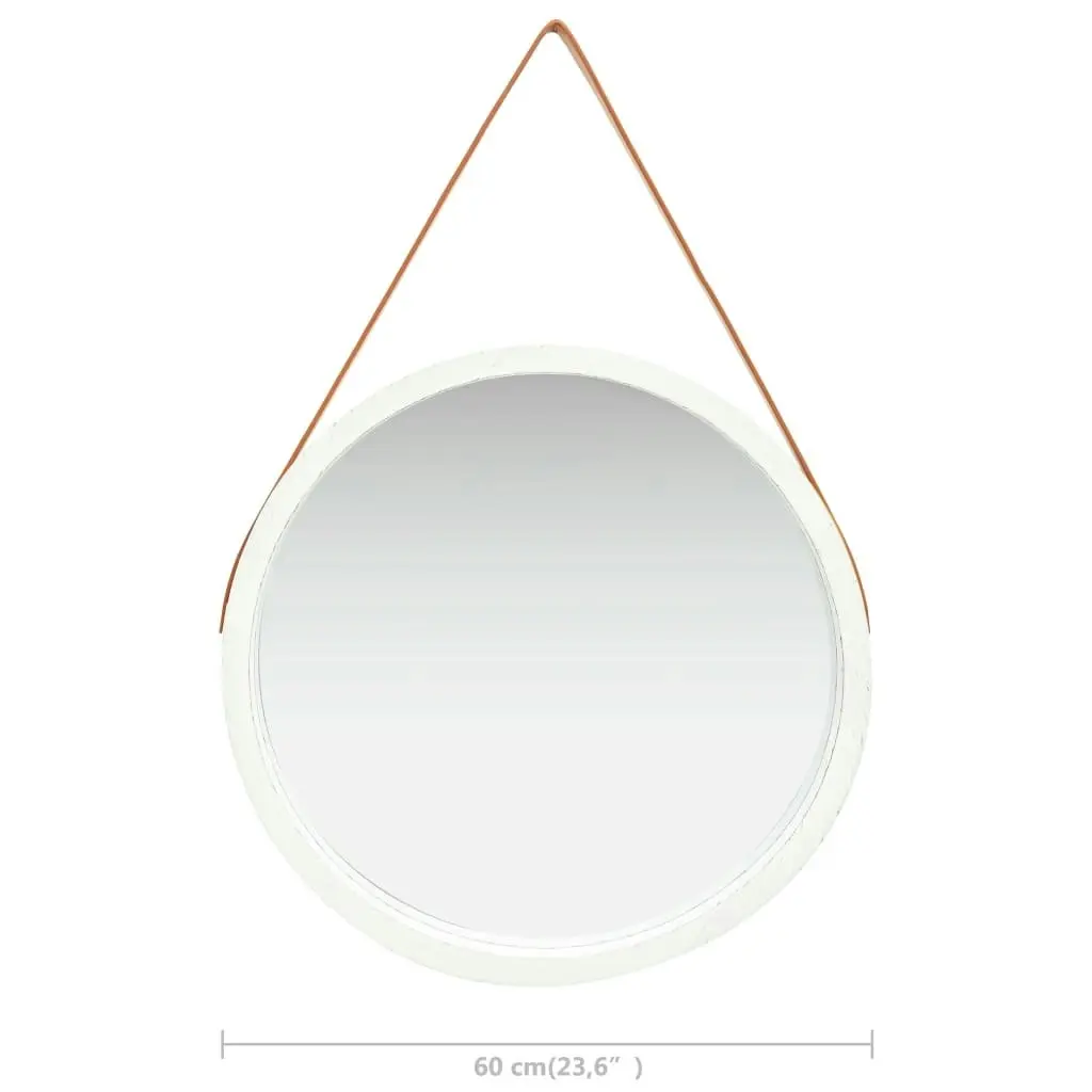 Wall Mirror with Strap 60 cm White 320368