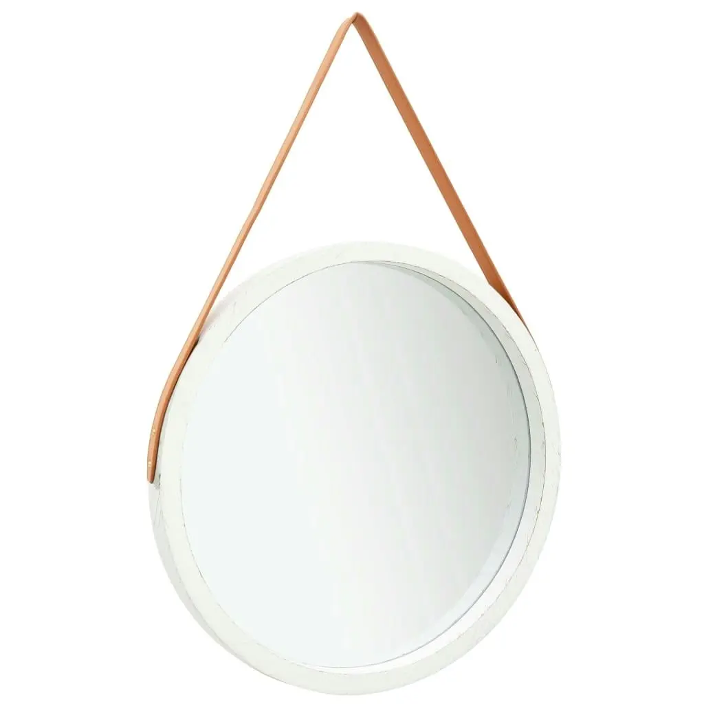 Wall Mirror with Strap 60 cm White 320368