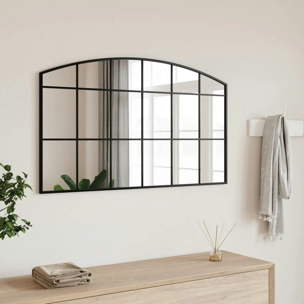 Wall Mirror Black 100x60 cm Arch Iron 358639