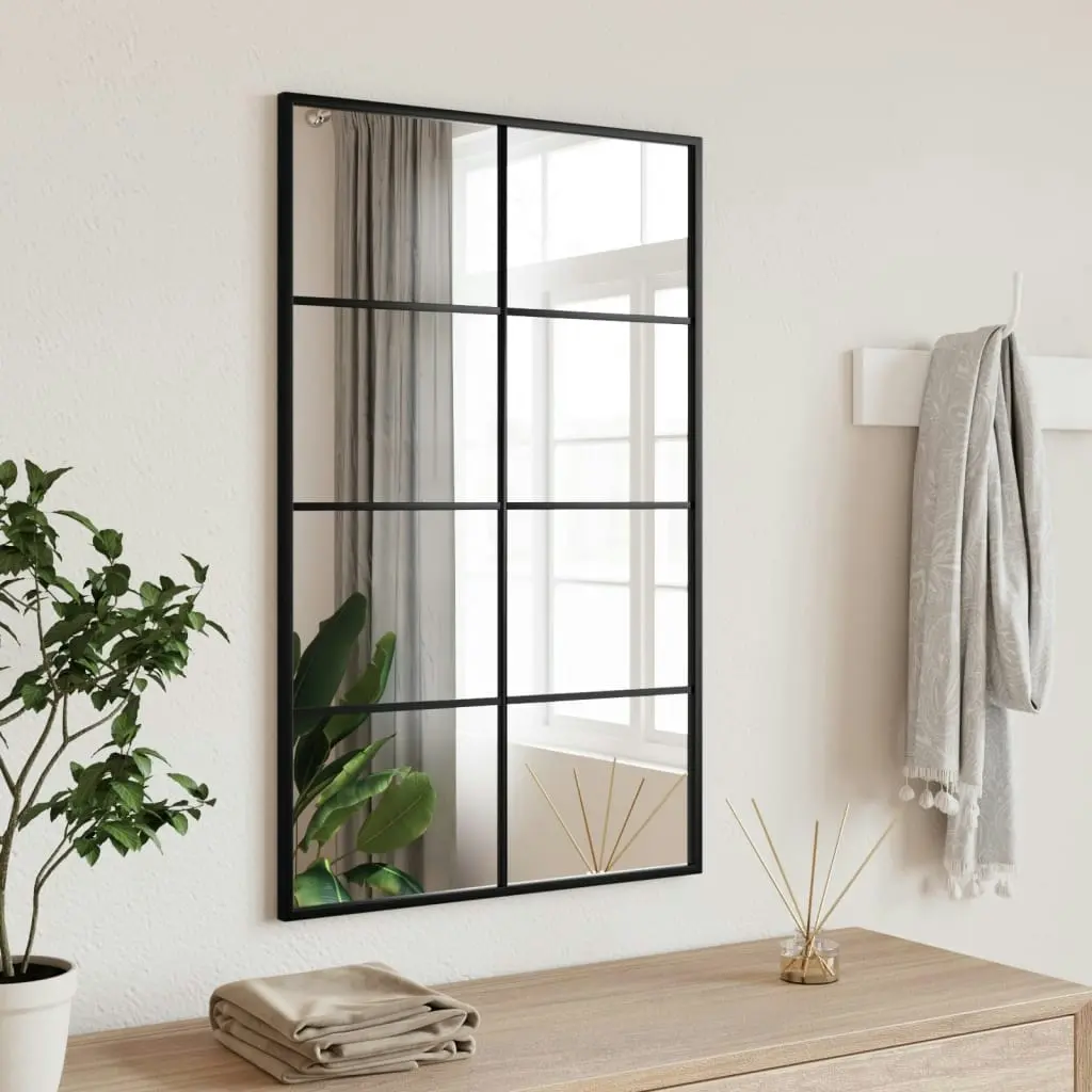 Wall Mirror Black 50x80 cm Rectangle Iron 358648