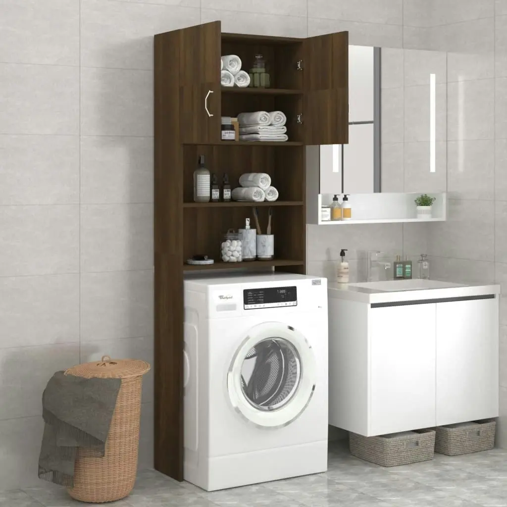 Washing Machine Cabinet Brown Oak 64x25.5x190 cm 815071