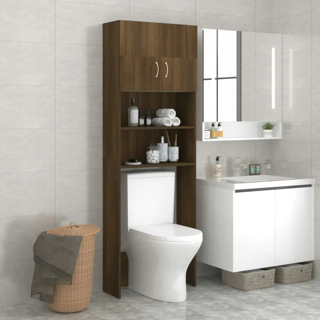 Washing Machine Cabinet Brown Oak 64x25.5x190 cm 815071