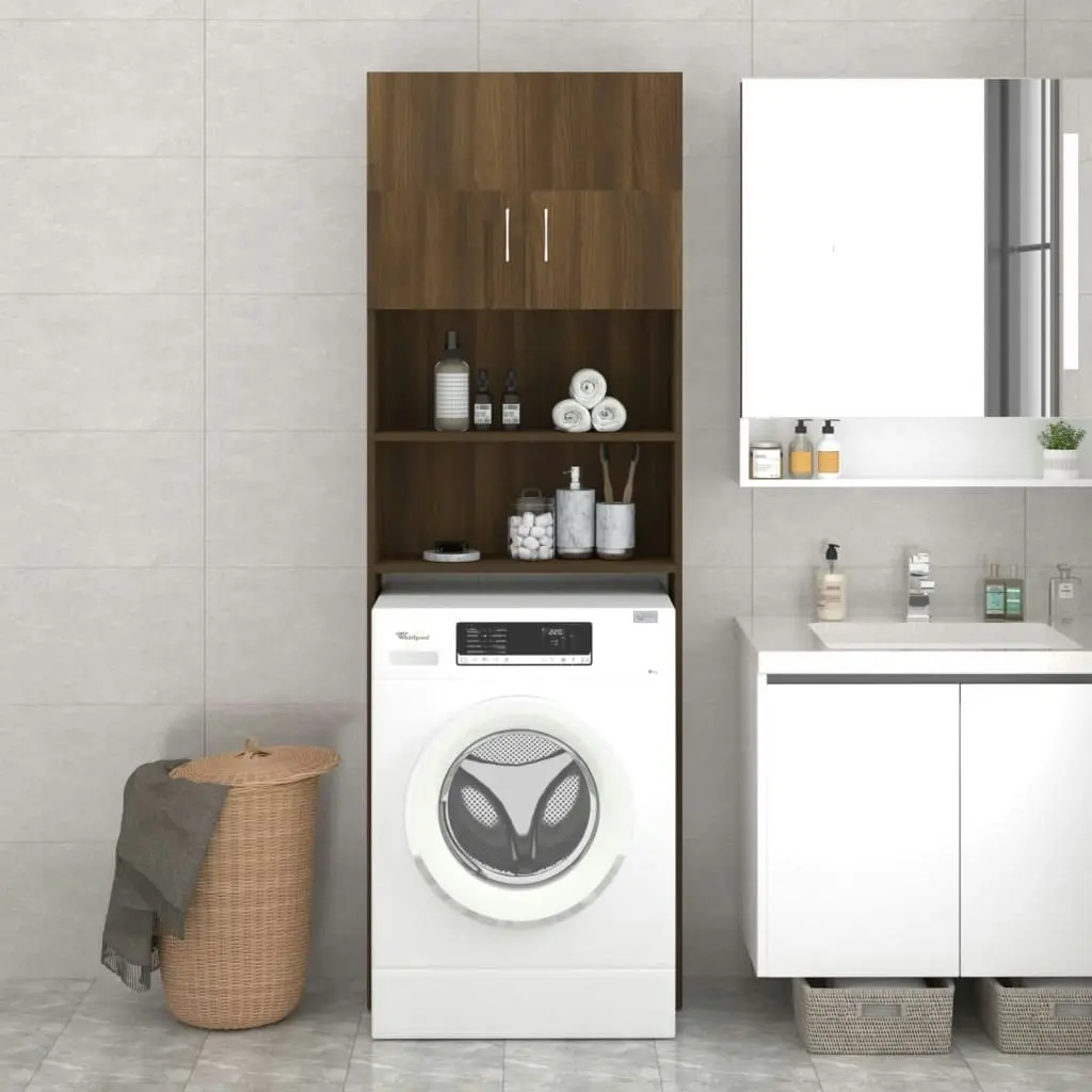 Washing Machine Cabinet Brown Oak 64x25.5x190 cm 815071