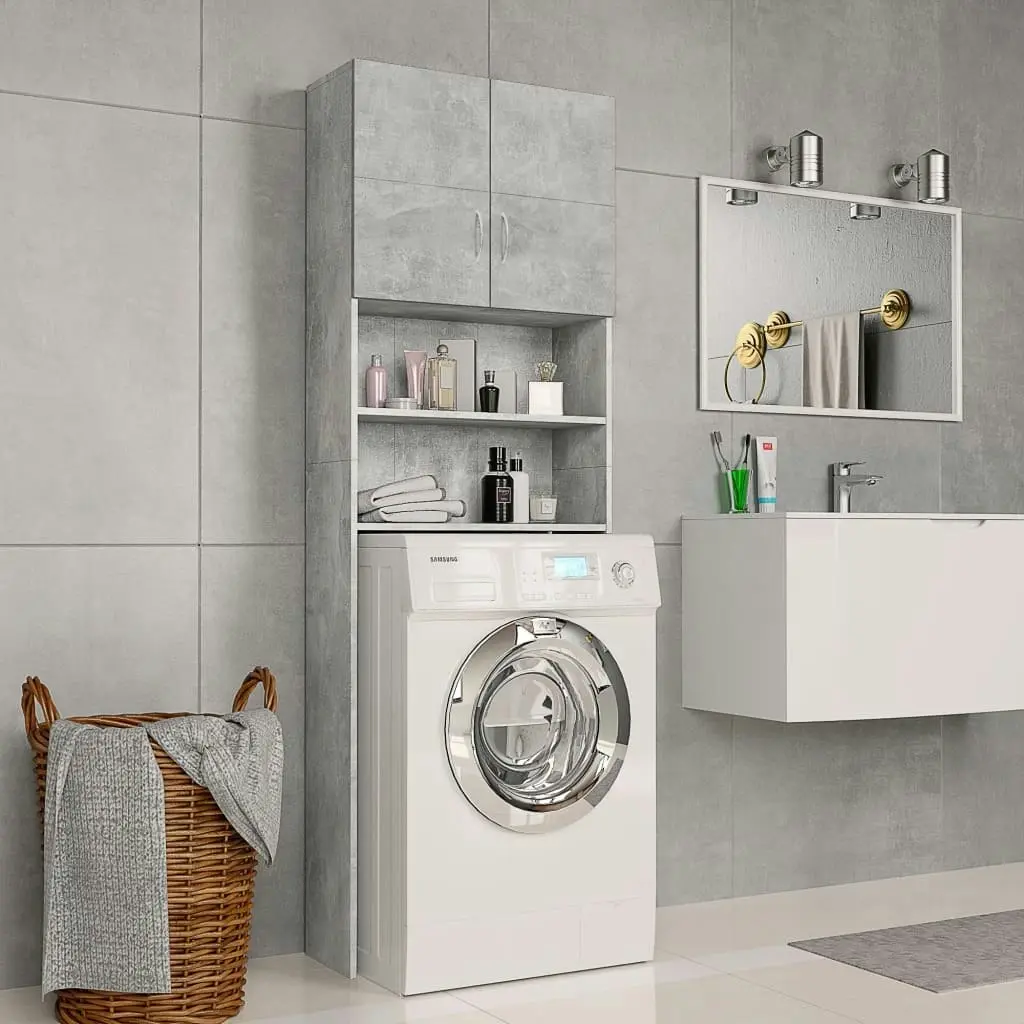 Washing Machine Cabinet Concrete Grey 64x25.5x190 cm Engineered Wood 800031