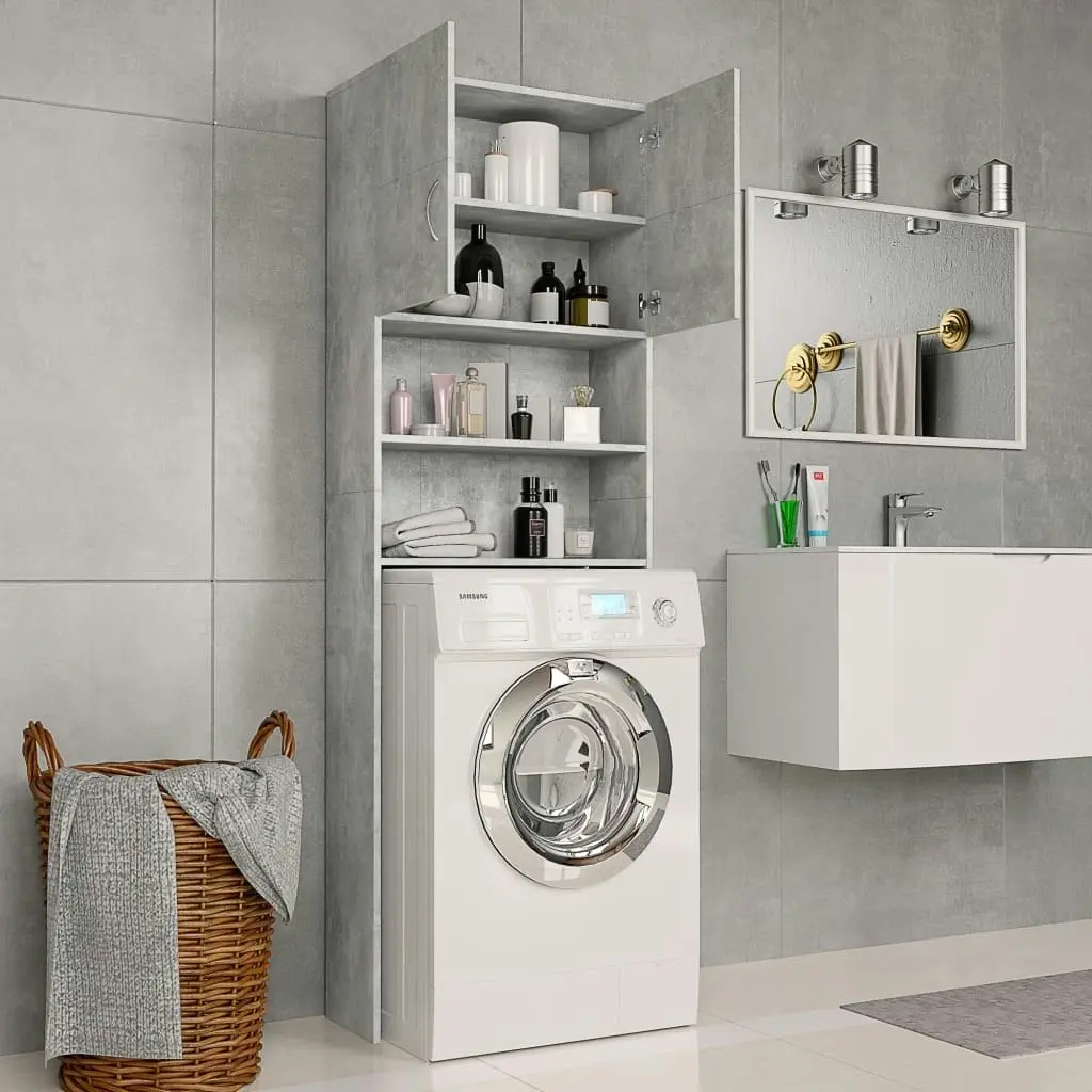 Washing Machine Cabinet Concrete Grey 64x25.5x190 cm Engineered Wood 800031