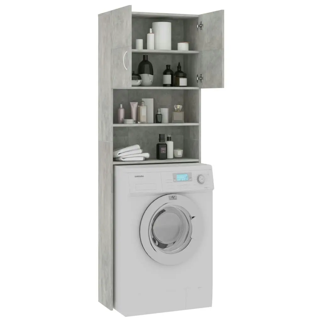 Washing Machine Cabinet Concrete Grey 64x25.5x190 cm Engineered Wood 800031