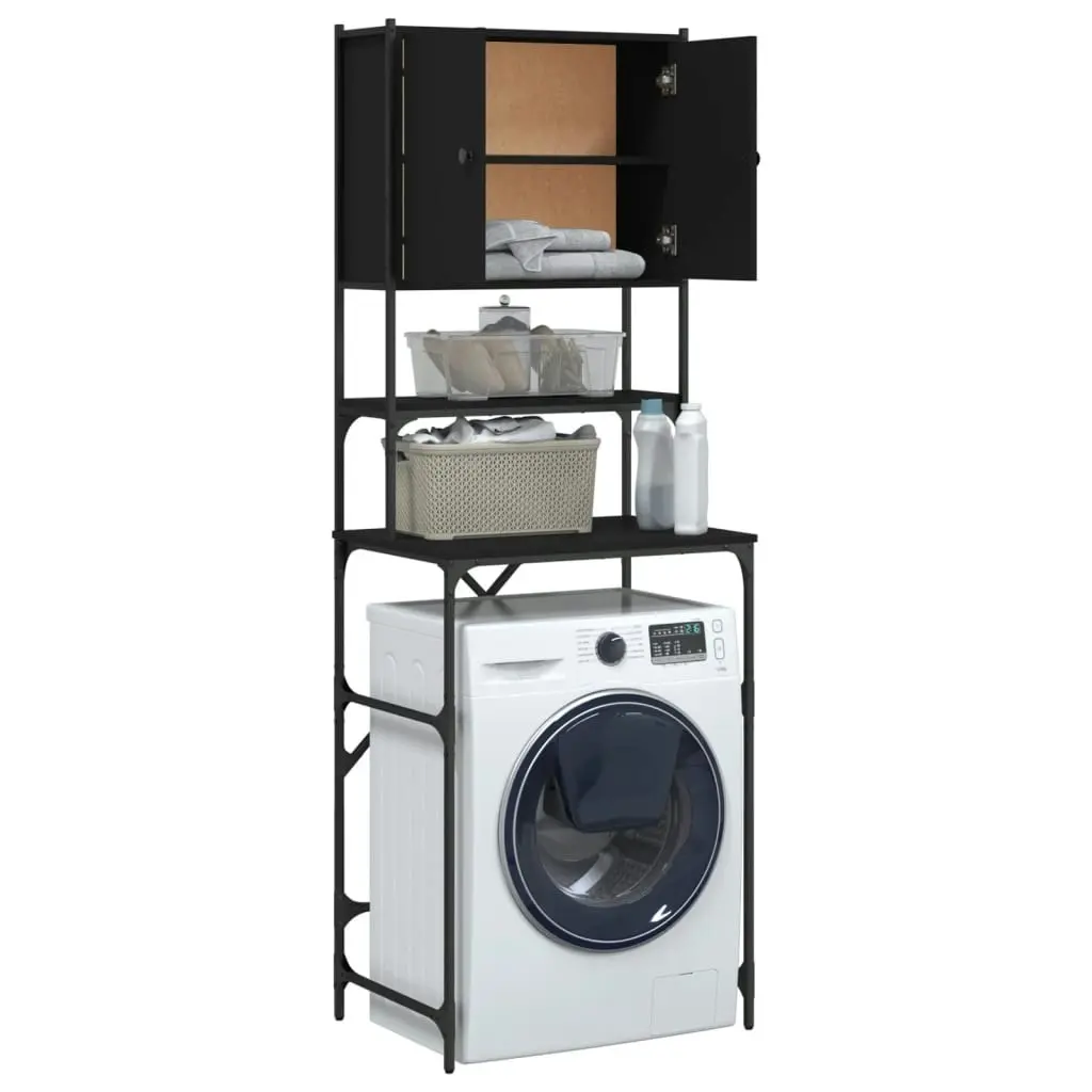 Washing Machine Cabinet Black 68x48.5x194 cm Engineered Wood 838973