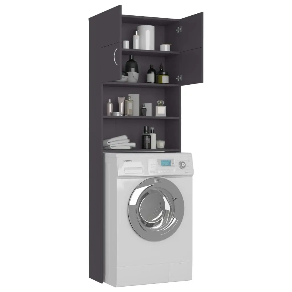 Washing Machine Cabinet Grey 64x25.5x190 cm Engineered Wood 800029