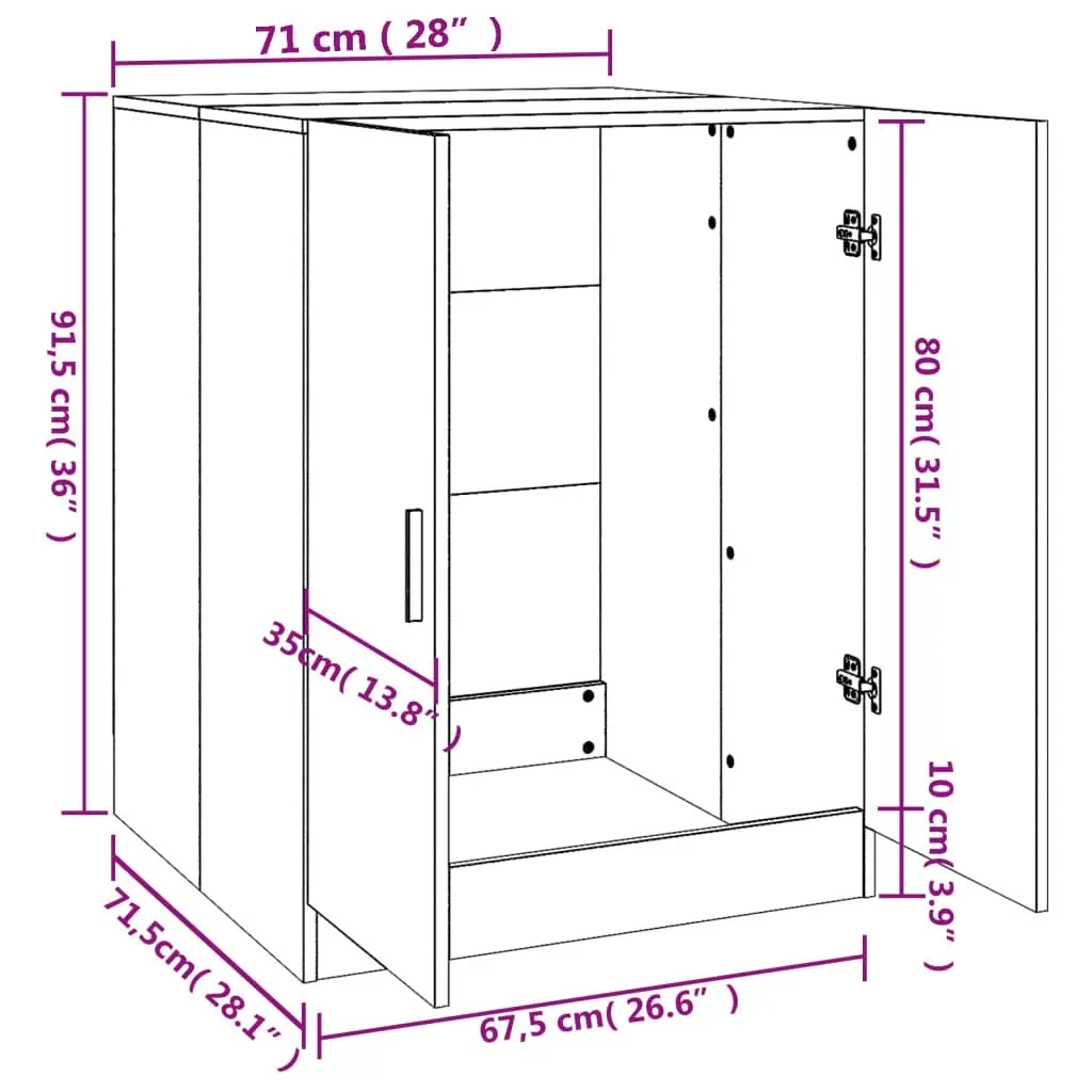 Washing Machine Cabinet Black 71x71.5x91.5 cm 808396