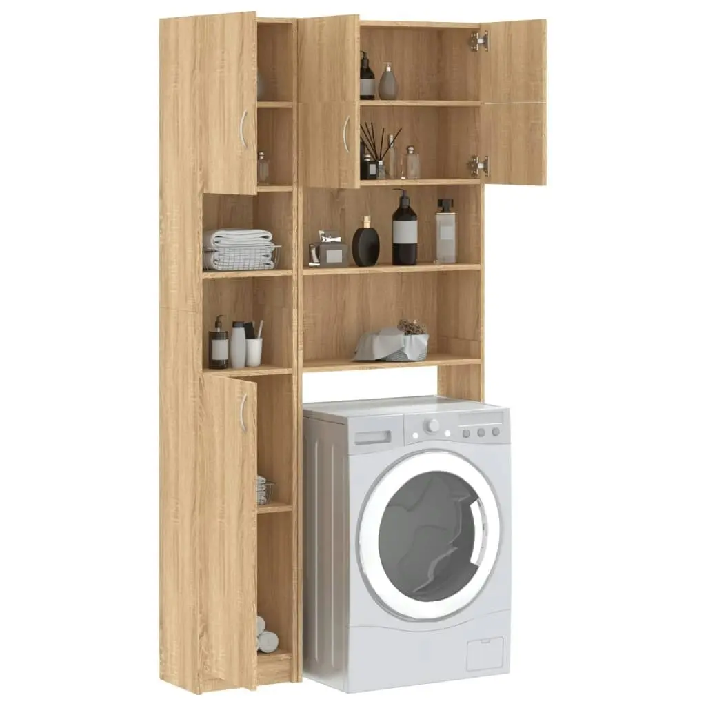 Washing Machine Cabinet Set Sonoma Oak Engineered Wood 3055639