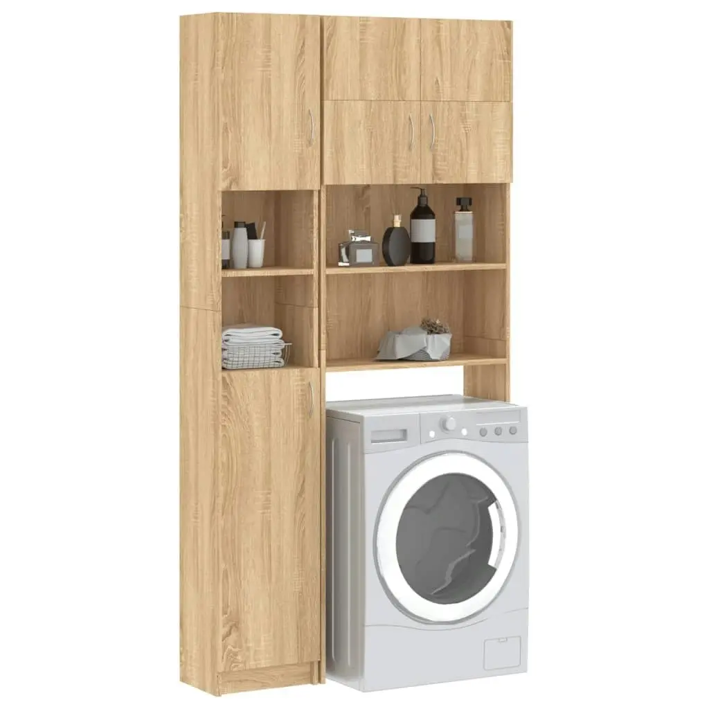 Washing Machine Cabinet Set Sonoma Oak Engineered Wood 3055639