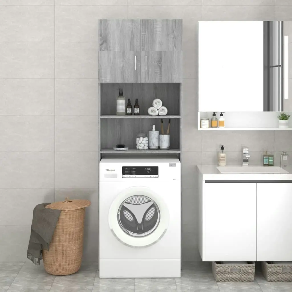 Washing Machine Cabinet Grey Sonoma 64x25.5x190 cm 815070