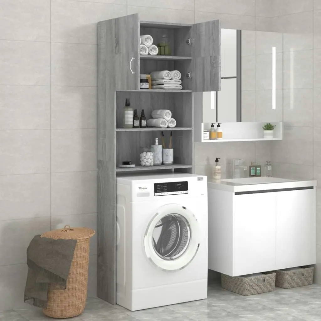 Washing Machine Cabinet Grey Sonoma 64x25.5x190 cm 815070