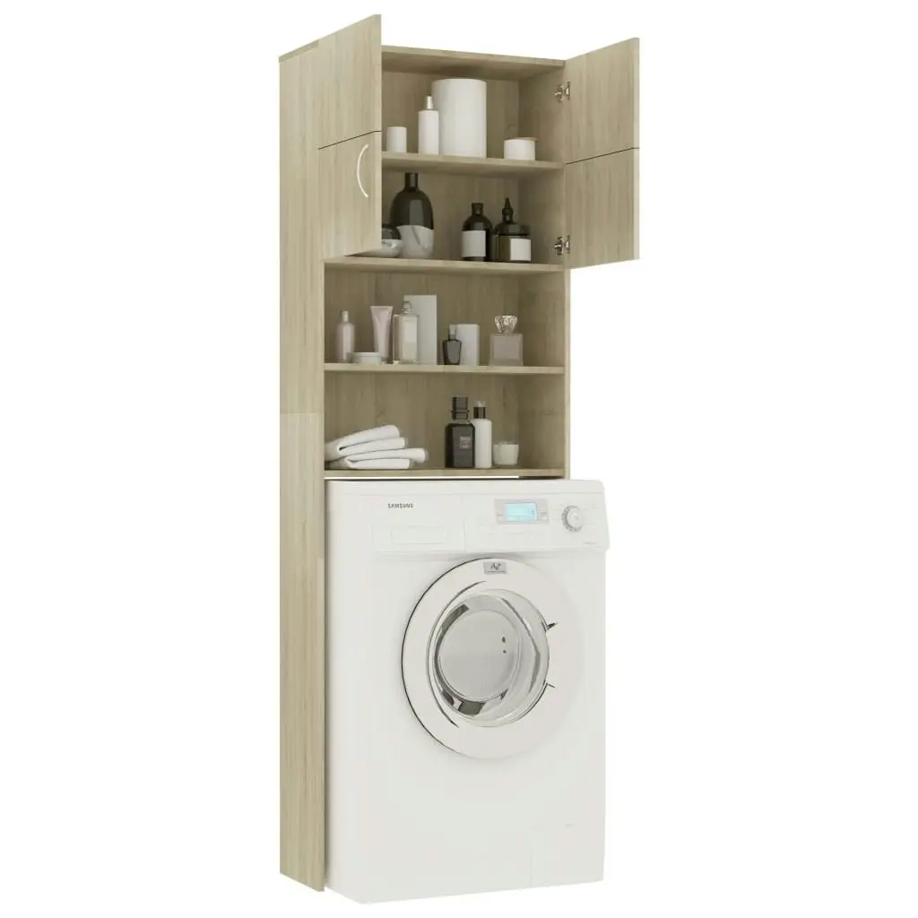 Washing Machine Cabinet Sonoma Oak 64x25.5x190 cm Engineered Wood 800030