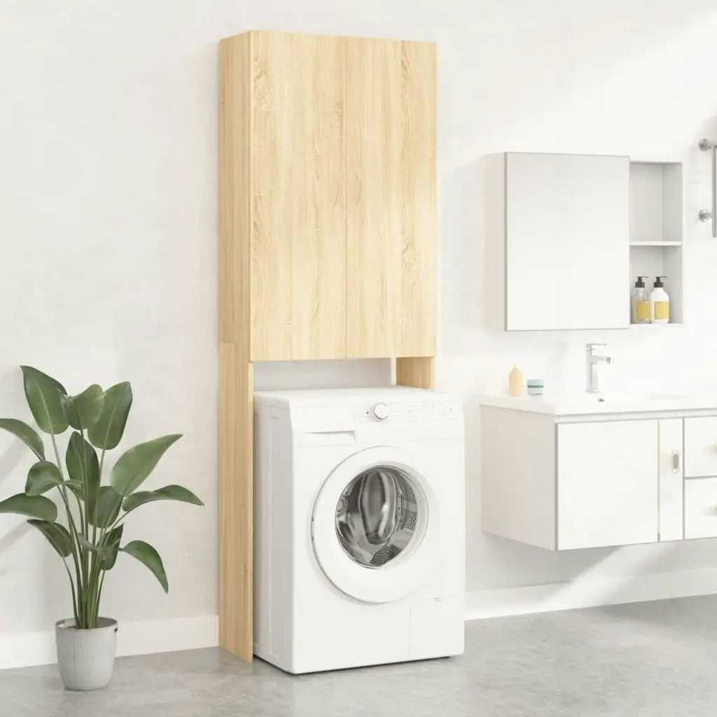 Washing Machine Cabinet Sonoma Oak 64x25.5x190 cm 808416