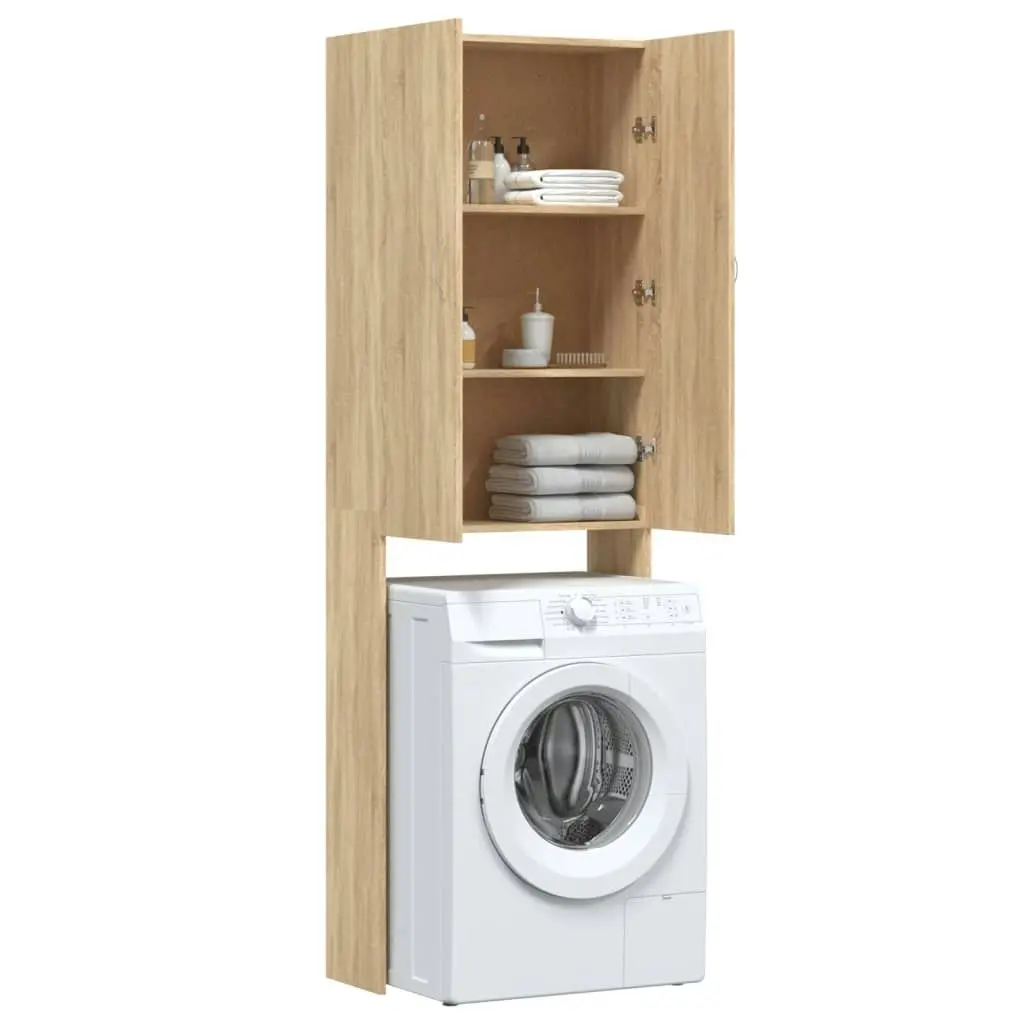 Washing Machine Cabinet Sonoma Oak 64x25.5x190 cm 808416