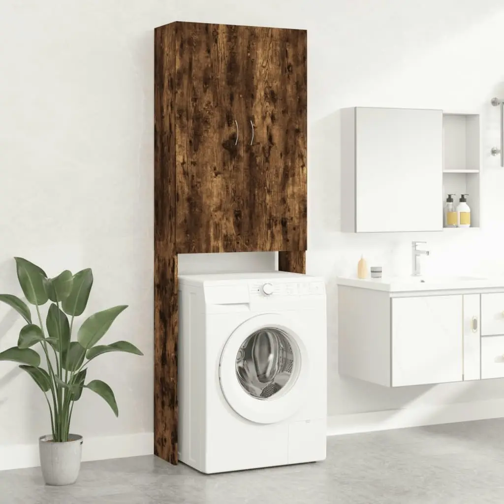 Washing Machine Cabinet Smoked Oak 64x25.5x190 cm 813191