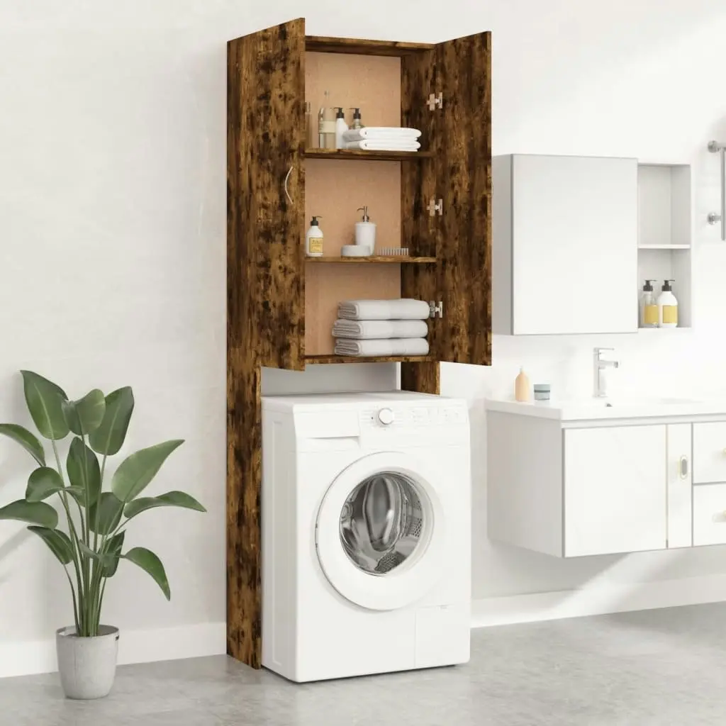 Washing Machine Cabinet Smoked Oak 64x25.5x190 cm 813191