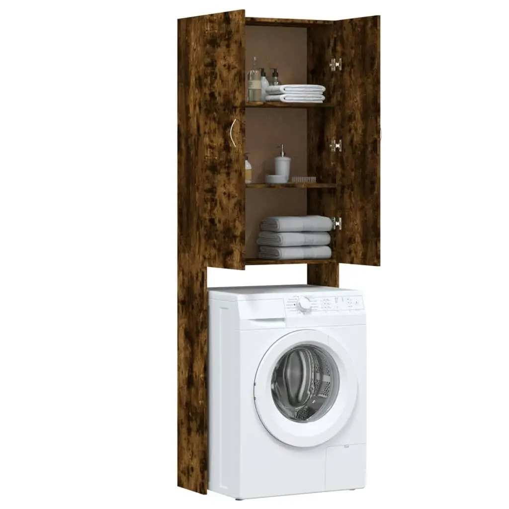 Washing Machine Cabinet Smoked Oak 64x25.5x190 cm 813191