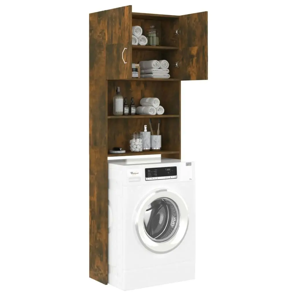 Washing Machine Cabinet Smoked Oak 64x25.5x190 cm 815069