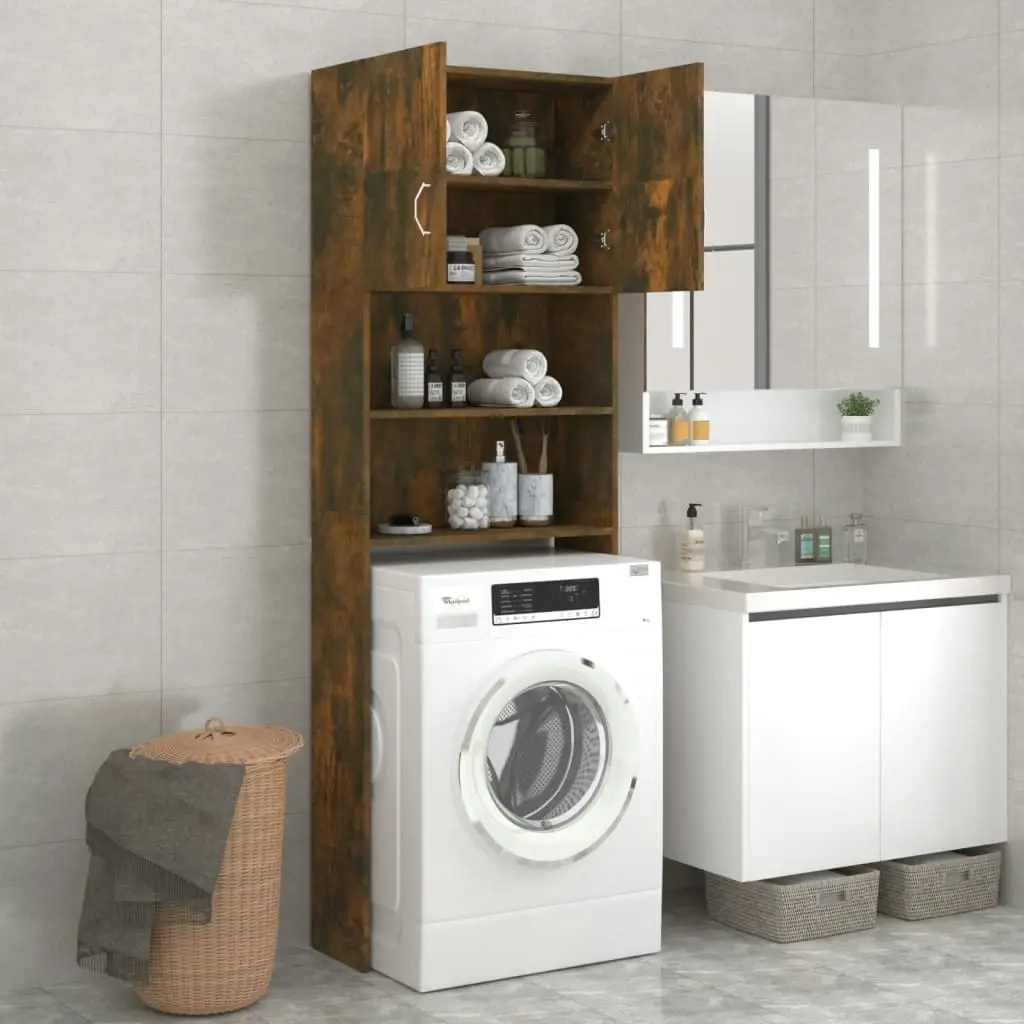 Washing Machine Cabinet Smoked Oak 64x25.5x190 cm 815069