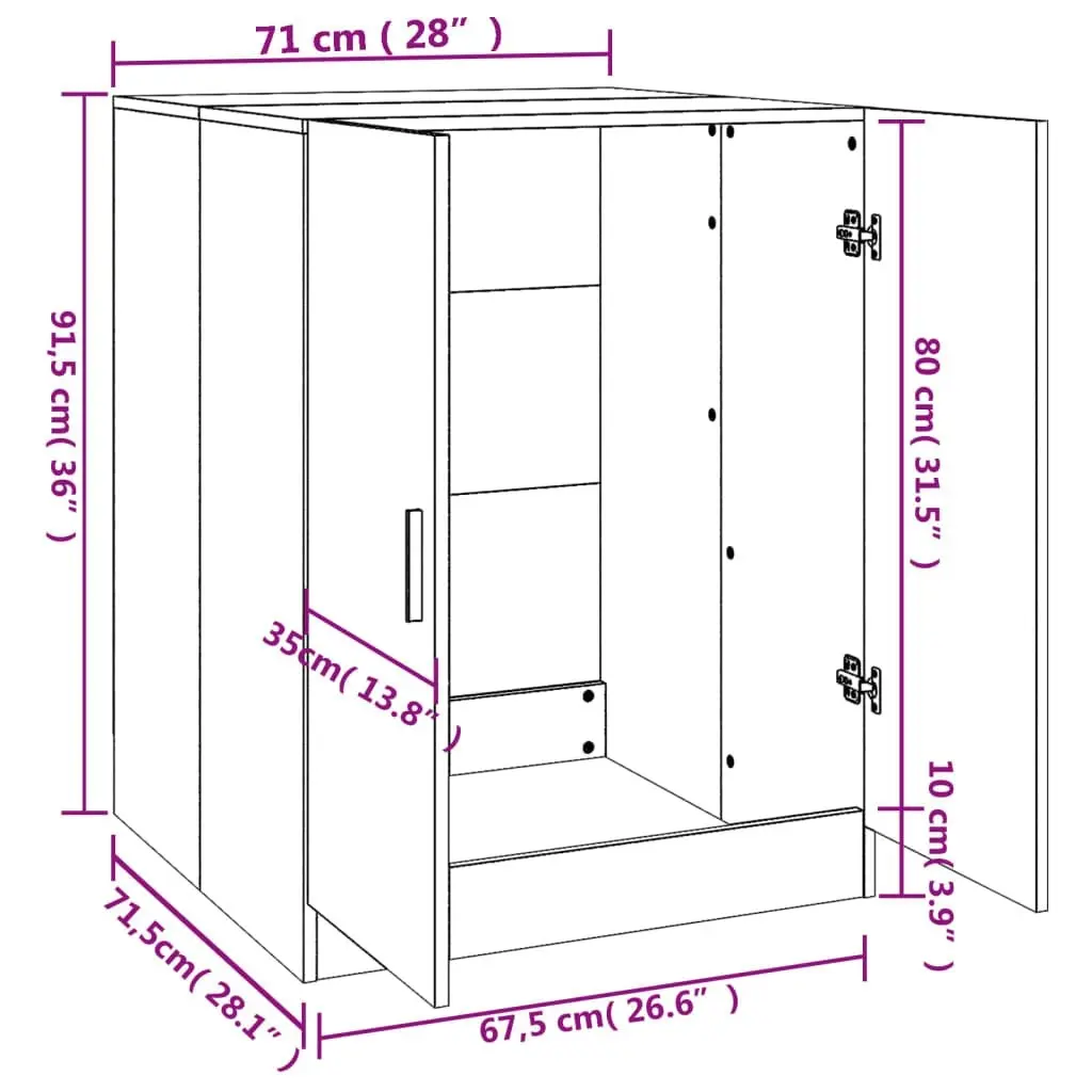 Washing Machine Cabinet White 71x71.5x91.5 cm 808395