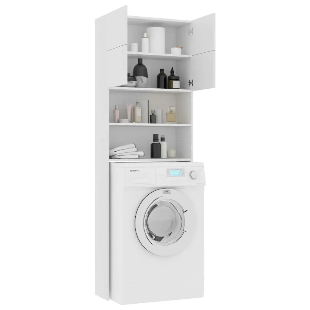 Washing Machine Cabinet White 64x25.5x190 cm Engineered Wood 800027