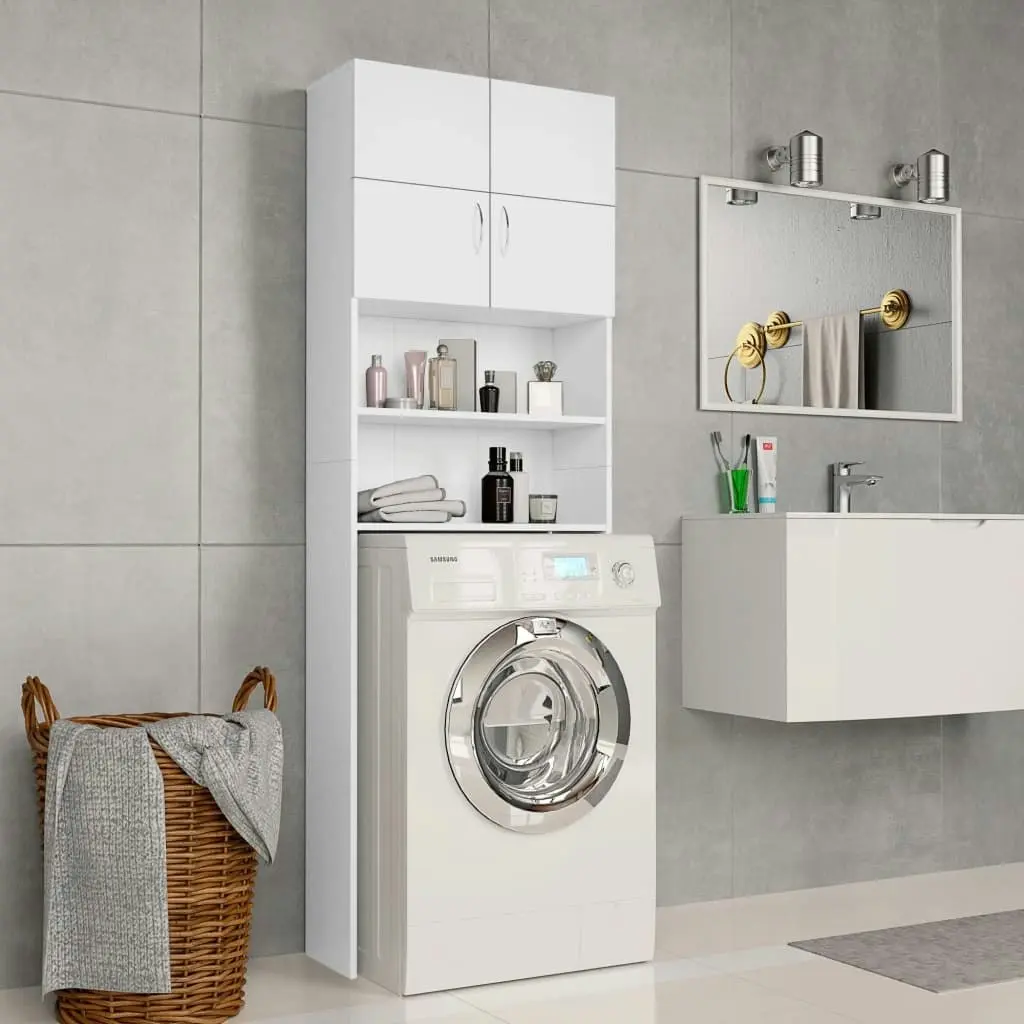 Washing Machine Cabinet White 64x25.5x190 cm Engineered Wood 800027