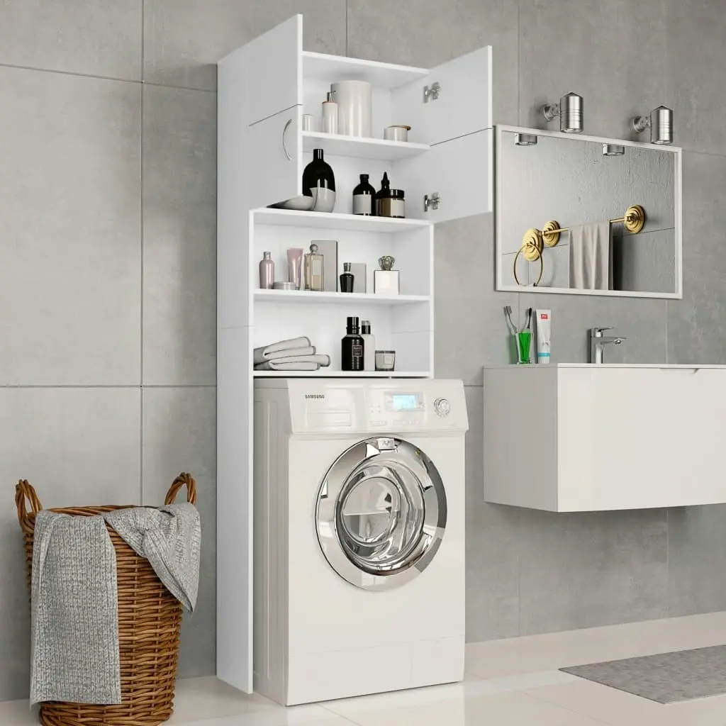 Washing Machine Cabinet White 64x25.5x190 cm Engineered Wood 800027