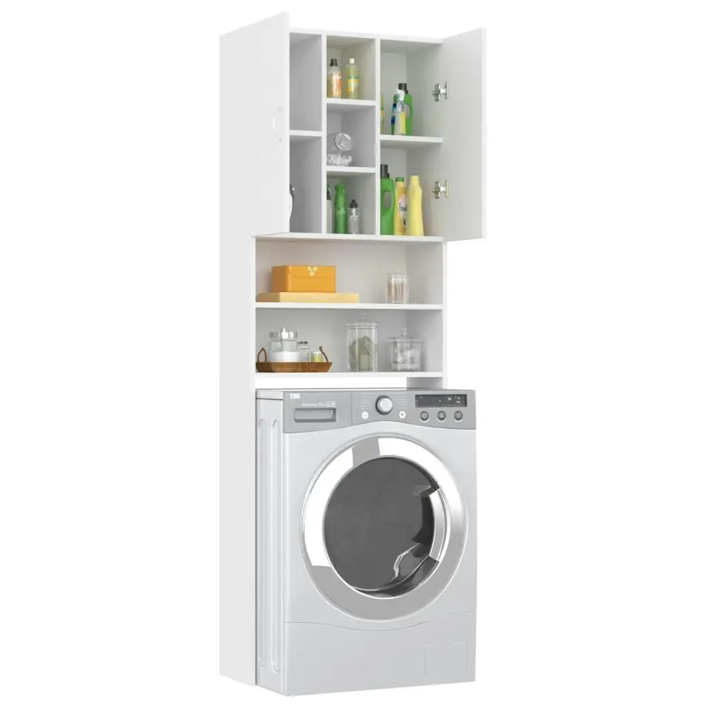 Washing Machine Cabinet White 64x25.5x190 cm 808422