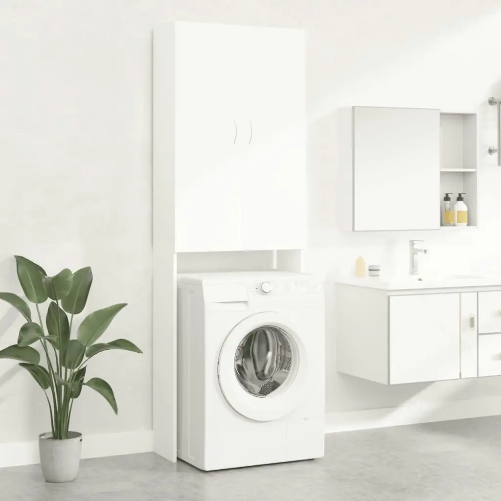 Washing Machine Cabinet White 64x25.5x190 cm 808413