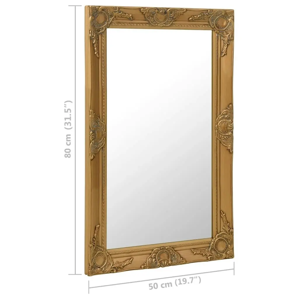 Wall Mirror Baroque Style 50x80 cm Gold 320321