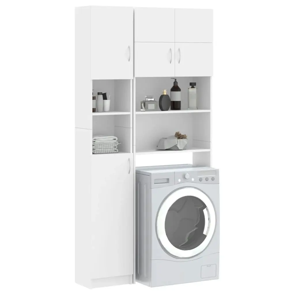 Washing Machine Cabinet Set White Engineered Wood 3055636