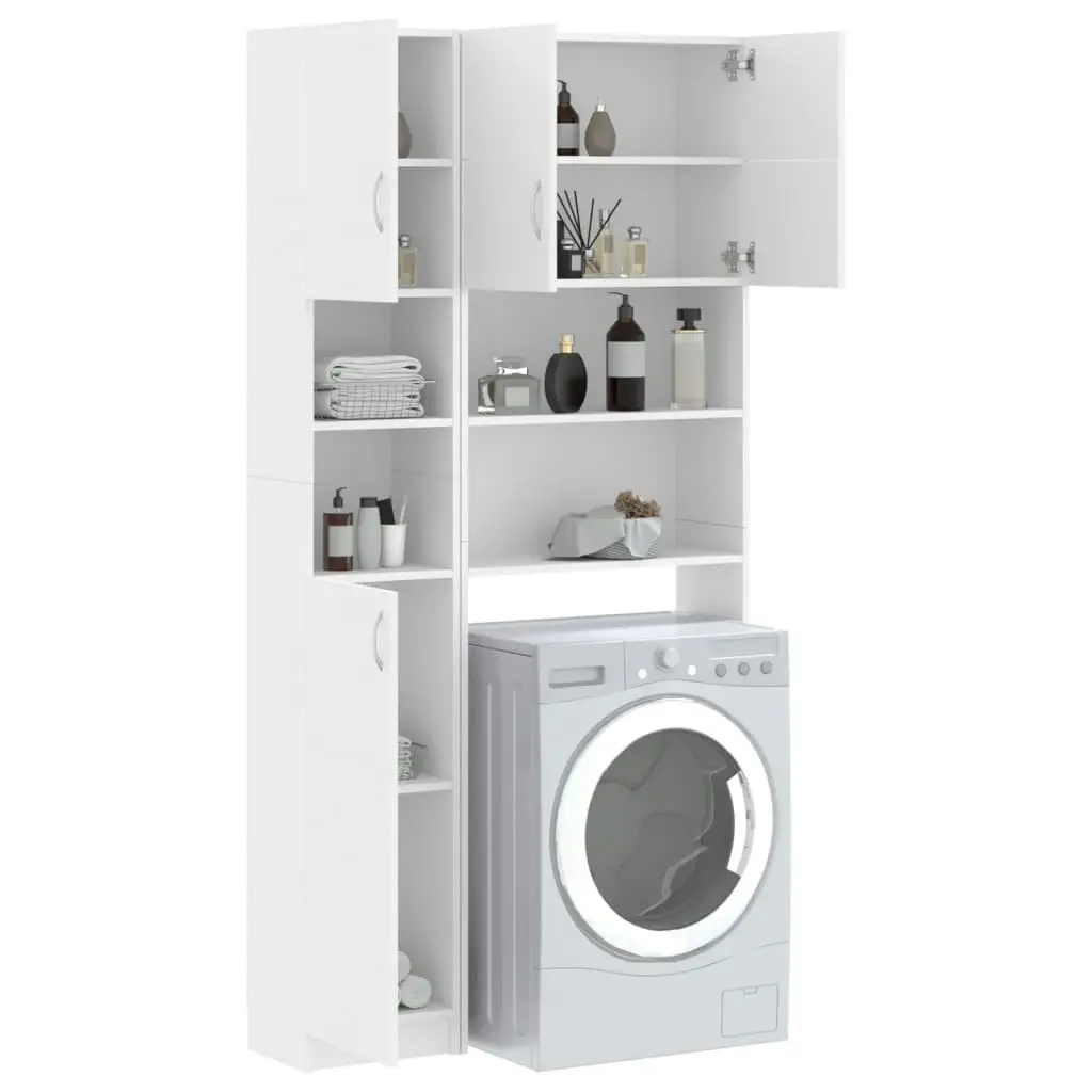 Washing Machine Cabinet Set White Engineered Wood 3055636