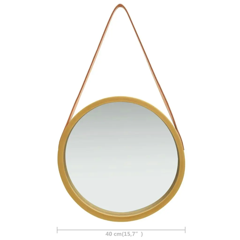 Wall Mirror with Strap 40 cm Gold 320361