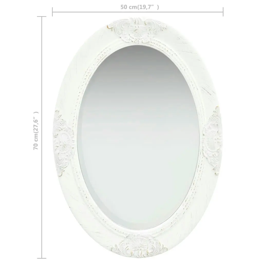 Wall Mirror Baroque Style 50x70 cm White 320352