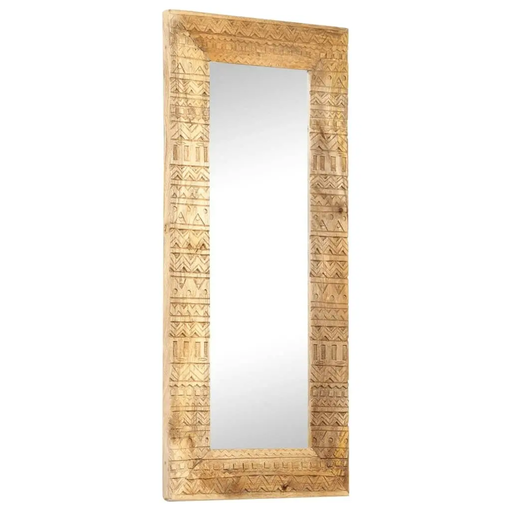 Hand-Carved Mirror 110x50x2.5 cm Solid Mango Wood 321649