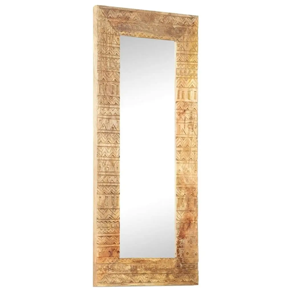 Hand-Carved Mirror 110x50x2.5 cm Solid Mango Wood 321649