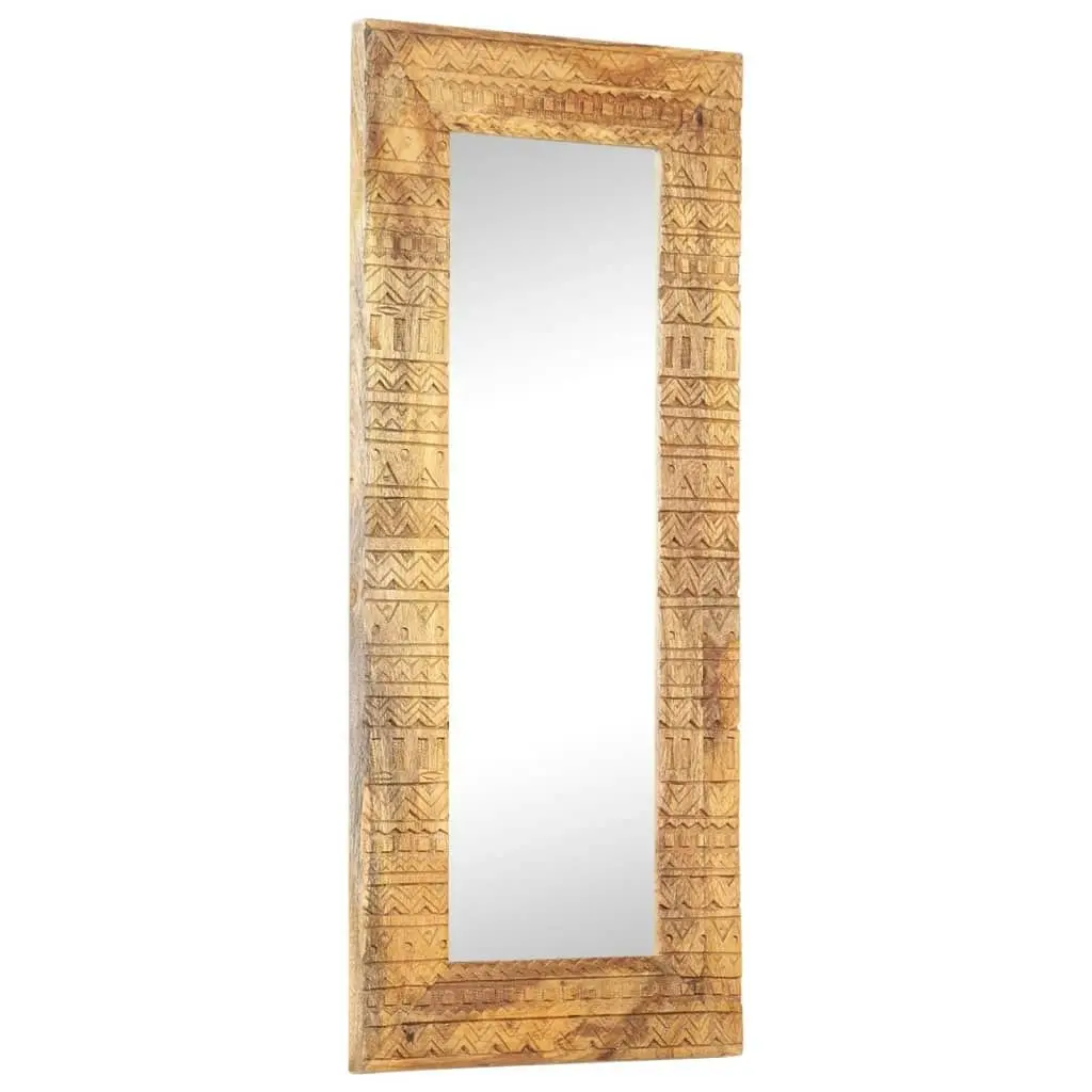 Hand-Carved Mirror 110x50x2.5 cm Solid Mango Wood 321649