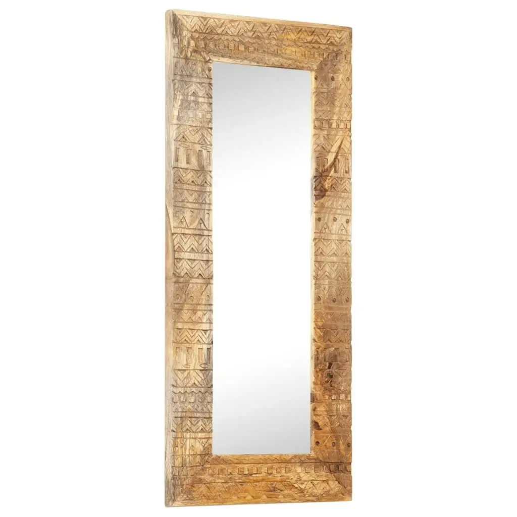 Hand-Carved Mirror 110x50x2.5 cm Solid Mango Wood 321649