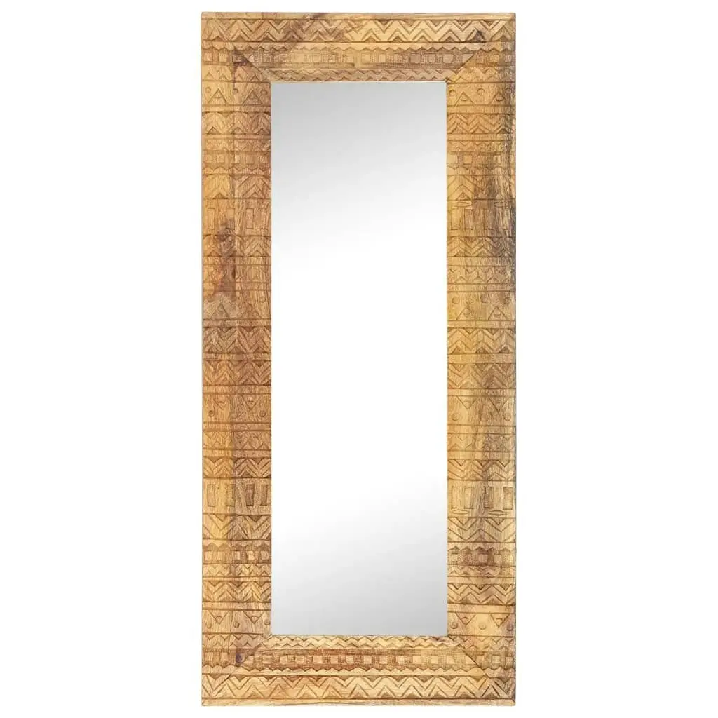 Hand-Carved Mirror 110x50x2.5 cm Solid Mango Wood 321649