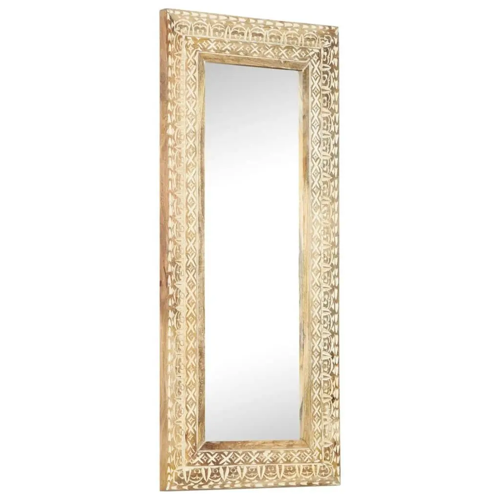 Hand-Carved Mirror 110x50x2.6 cm Solid Mango Wood 321646