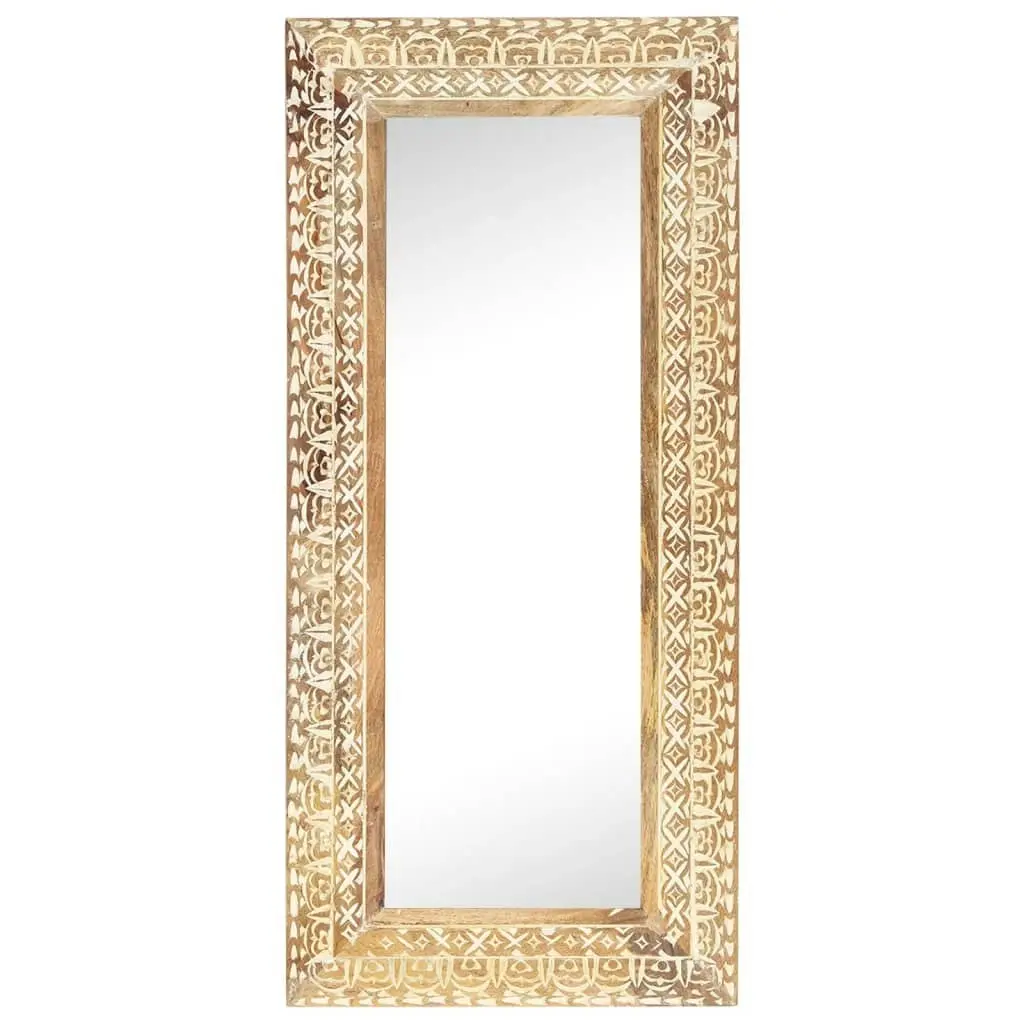 Hand-Carved Mirror 110x50x2.6 cm Solid Mango Wood 321646