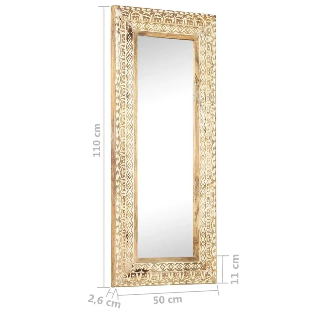 Hand-Carved Mirror 110x50x2.6 cm Solid Mango Wood 321646